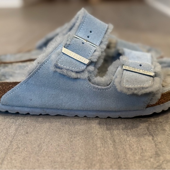 Birkenstock Arizona Shearling Lined Suede Slip On Sandals for Cozy Size 9-9.5 - Picture 9 of 13